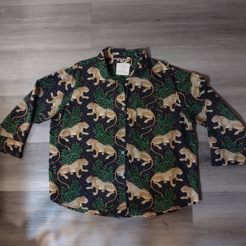 Print Fresh Organic Cotton PJ Top in Bagheera - Picture 3 of 10